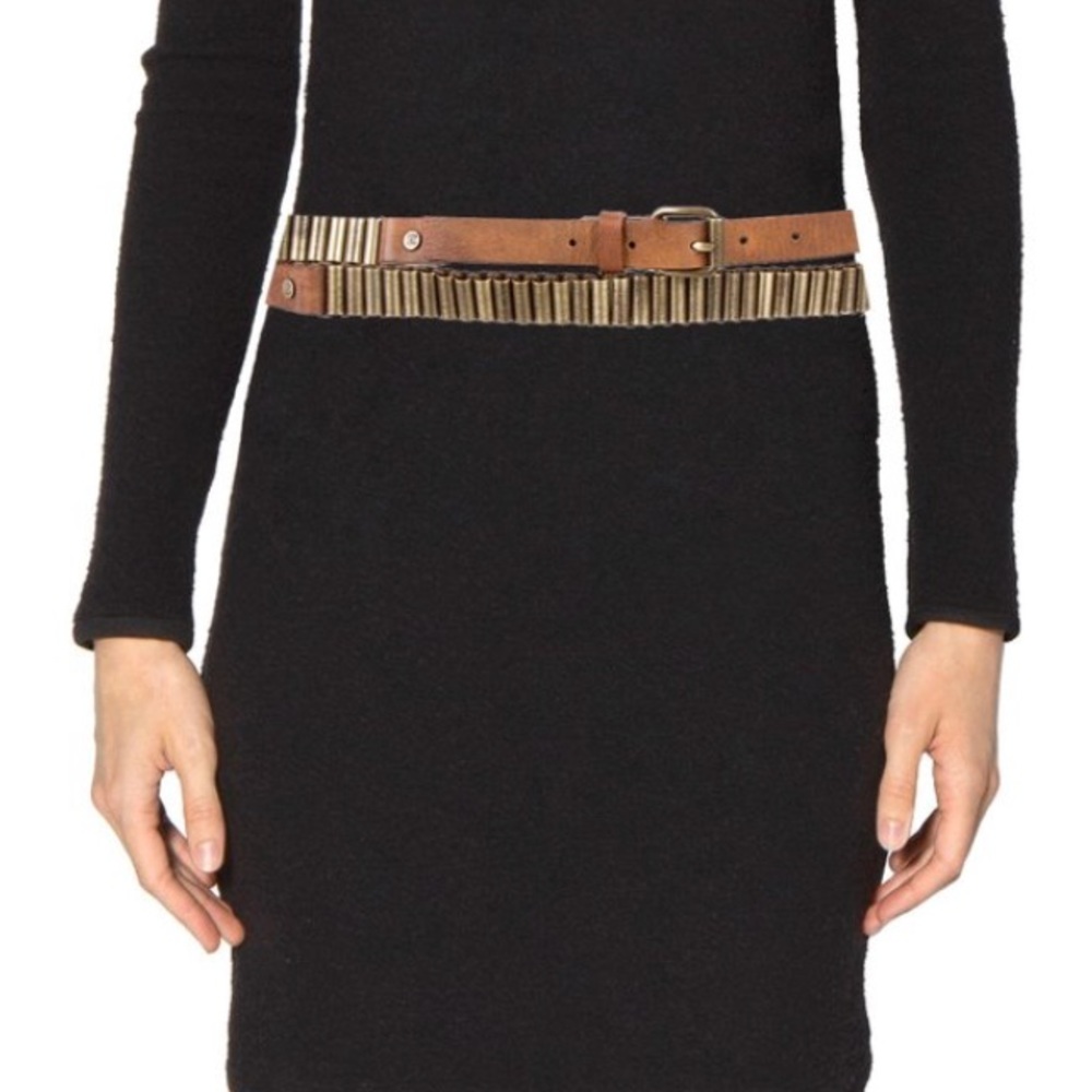 Céline leather and brass wrap belt
